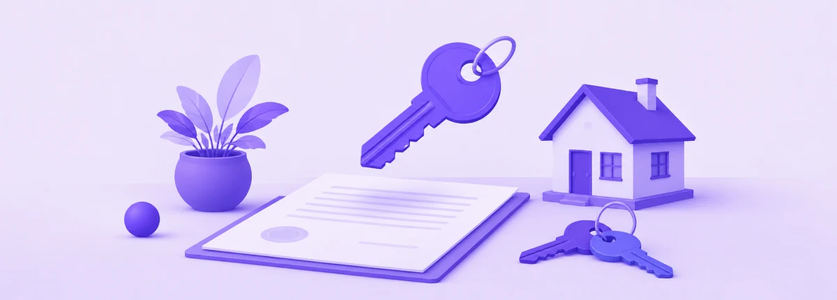 Assinatura do contrato de aluguel com a chave do imóvel ao lado