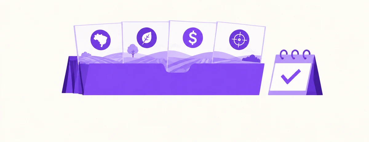 Pasta com os documentos de uma fazenda: CCIR, CAR, ITR e matrícula organizados por validade