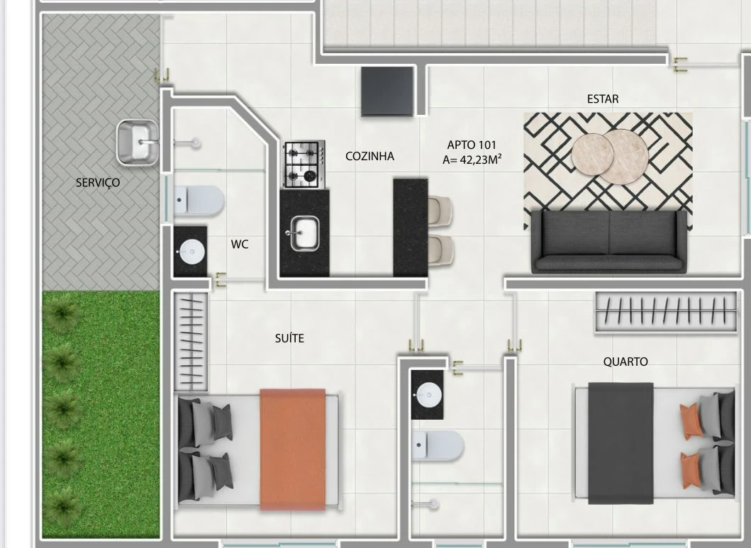 Apartamento em Ernesto Geisel, João Pessoa. 2 quartos, 50m². Imagem 6 de 7