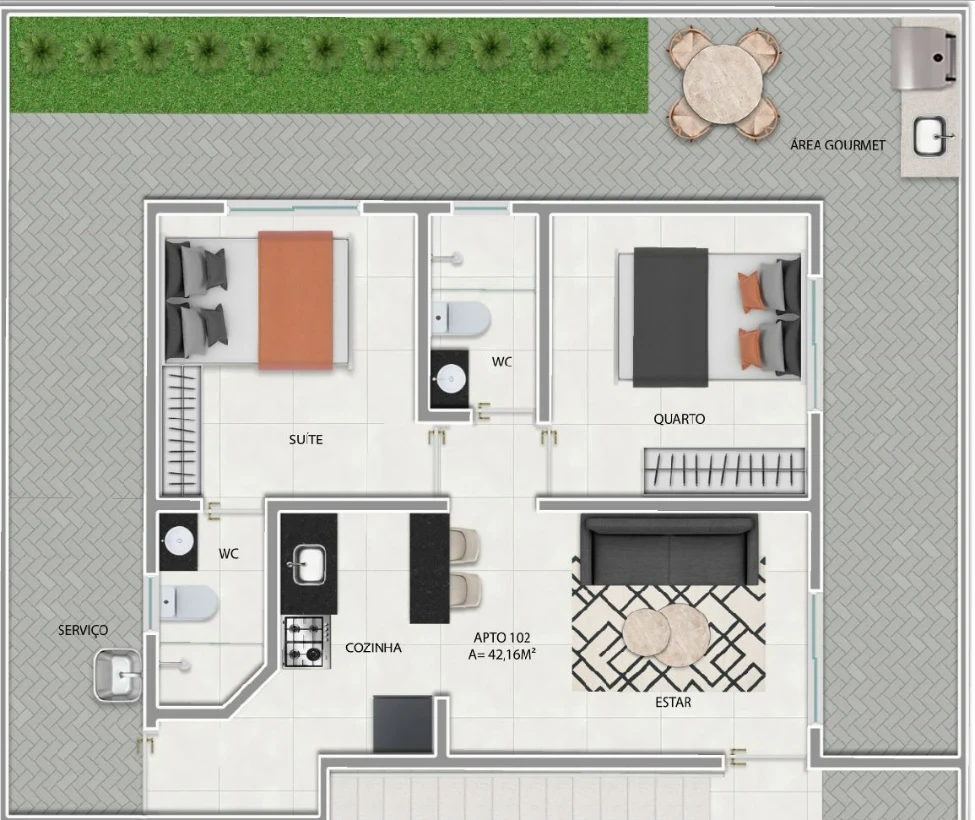 Apartamento em Ernesto Geisel, João Pessoa. 2 quartos, 50m². Imagem 4 de 7
