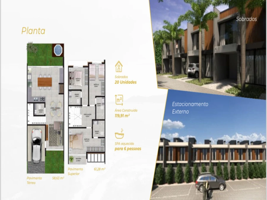 Sobrado Geminado em Praia do Sonho (ens Brito), Palhoça. 3 quartos, 119m². Imagem 2 de 3