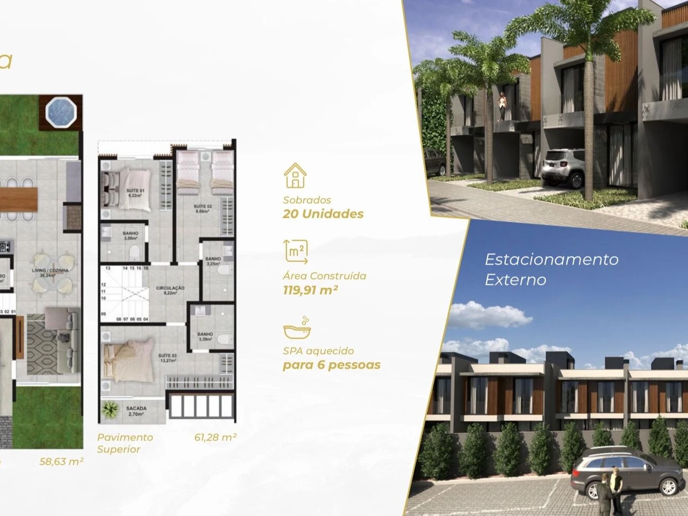 Sobrado Geminado em Balneário Ponta do Papagaio (Ens Brito), Palhoça. 3 quartos, 119m². Imagem 2 de 3