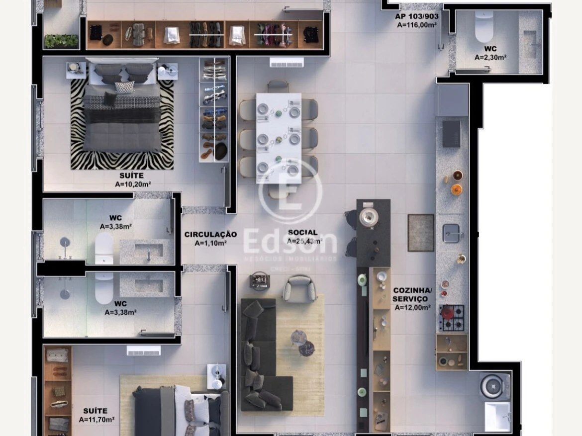 Apartamento em Pedra Branca, Palhoça. 3 quartos, 95m². Imagem 9 de 18