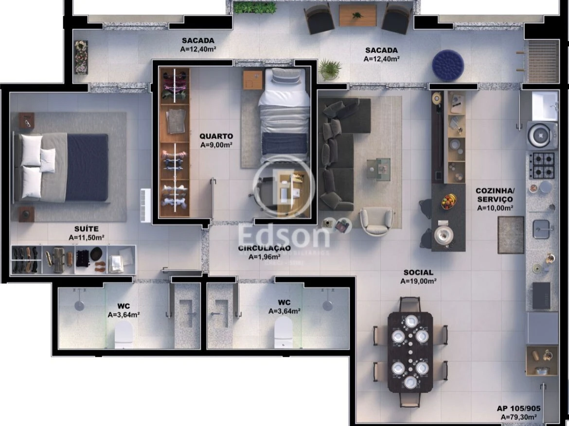 Apartamento em Pedra Branca, Palhoça. 3 quartos, 95m². Imagem 11 de 18