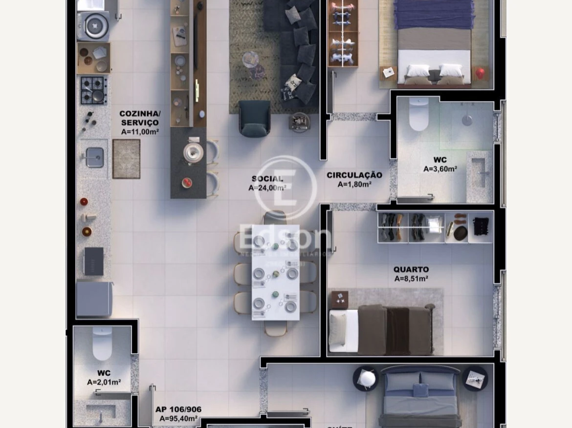 Apartamento em Pedra Branca, Palhoça. 3 quartos, 95m². Imagem 16 de 18