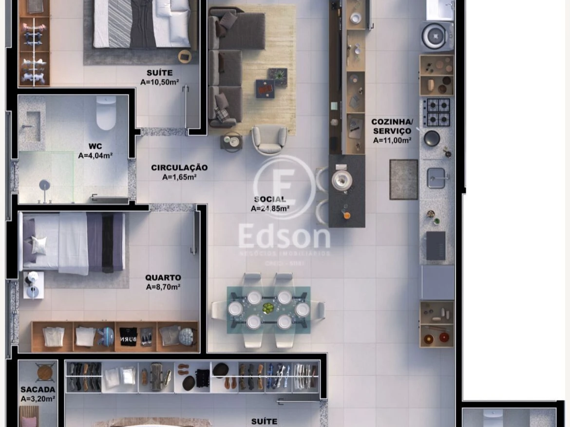 Apartamento em Pedra Branca, Palhoça. 3 quartos, 95m². Imagem 7 de 18