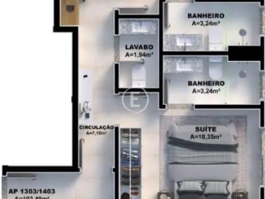 Apartamento em Pedra Branca, Palhoça. 3 quartos, 102m². Imagem 5 de 8