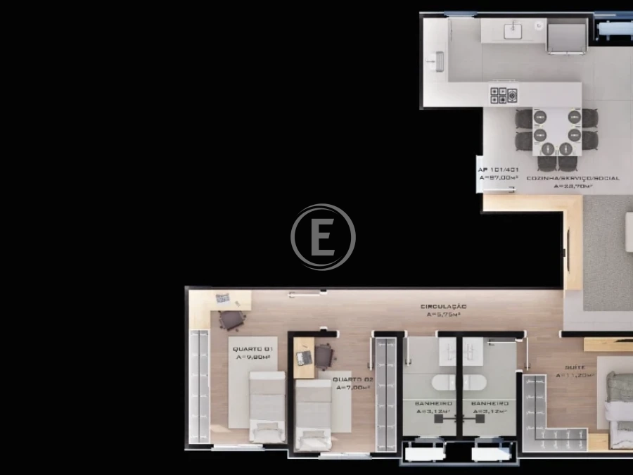 Apartamento em Centro, Palhoça. 3 quartos, 87m². Imagem 10 de 11