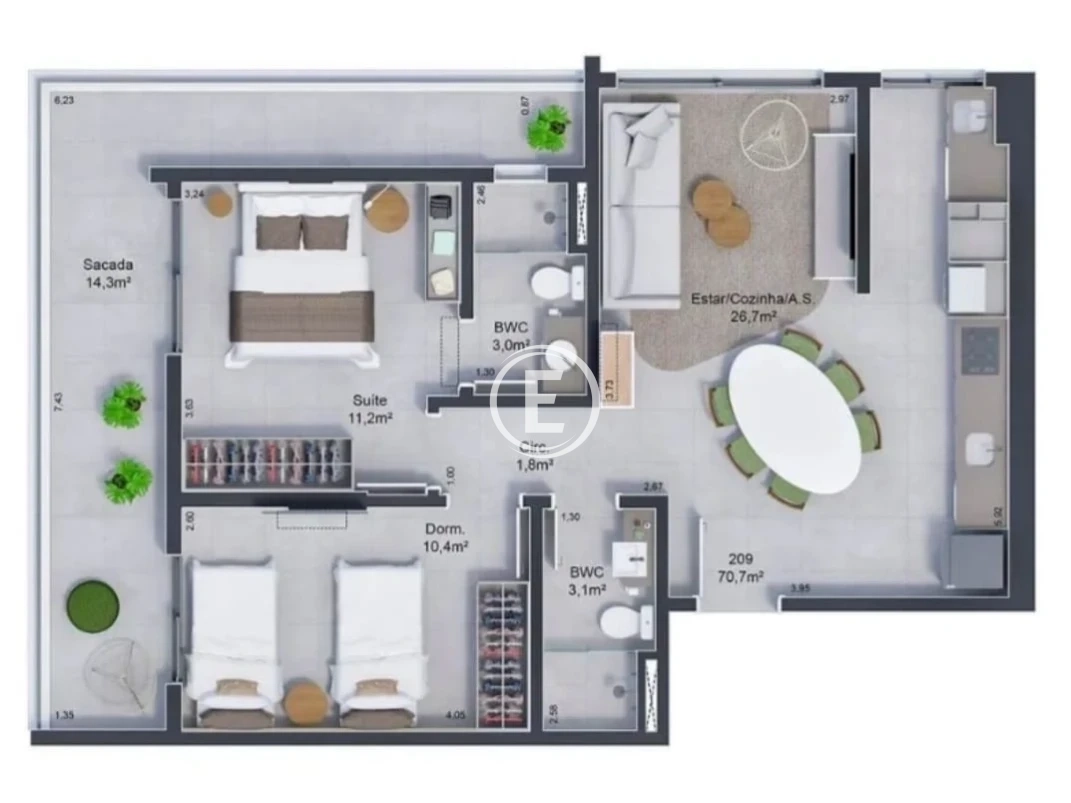 Apartamento em Jardim Atlântico, Florianópolis. 2 quartos, 71m². Imagem 12 de 29