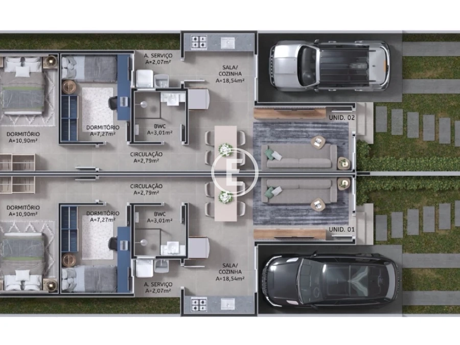 Casa Geminada em Forquilhas, São José. 2 quartos, 51m². Imagem 4 de 5