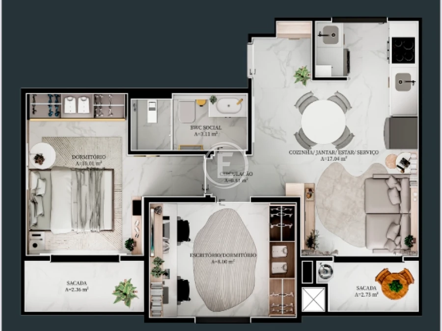 Apartamento em Nova Palhoça , Palhoça. 2 quartos, 50m². Imagem 3 de 5