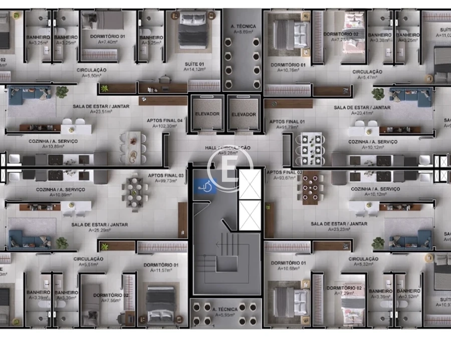 Apartamento em Pagani, Palhoça. 3 quartos, 91m². Imagem 10 de 11