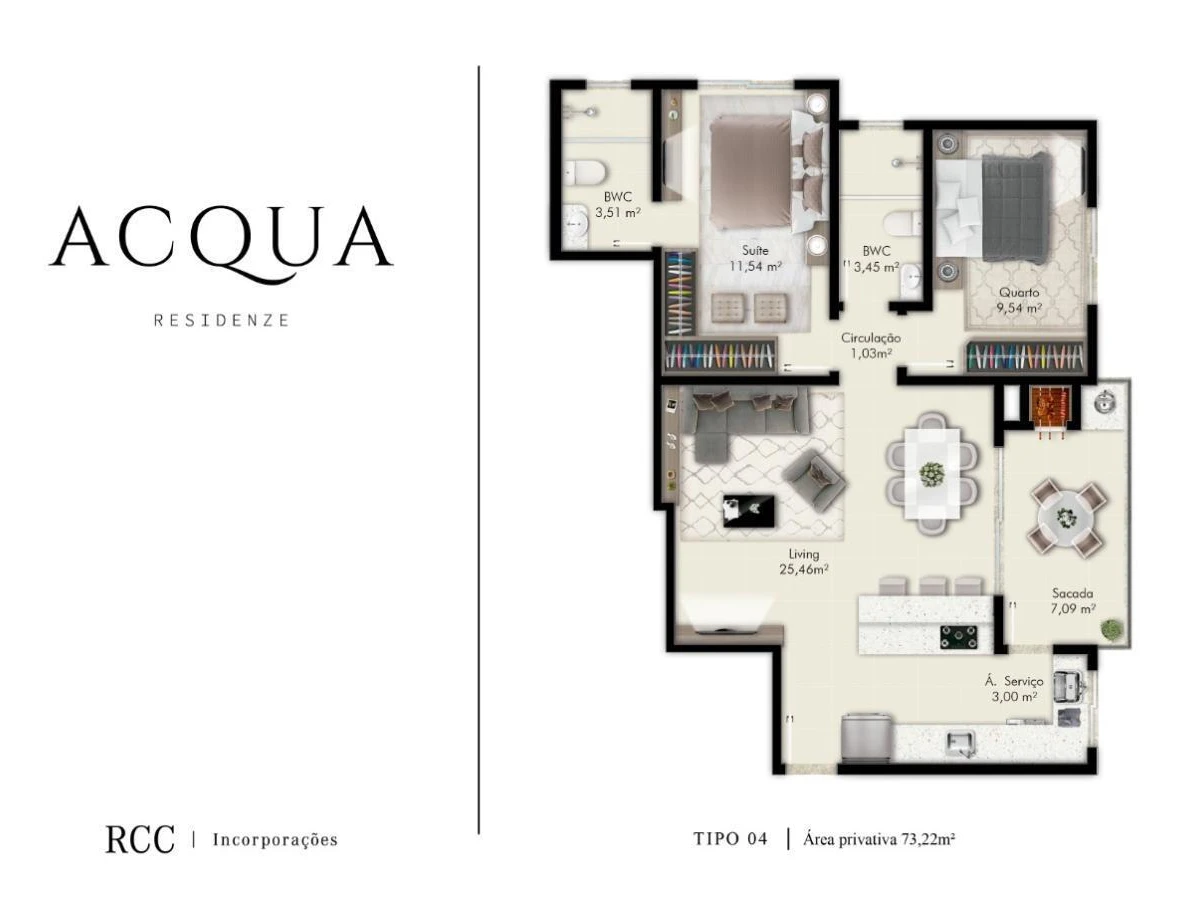 Apartamento em Pagani, Palhoça. 3 quartos, 0m². Imagem 4 de 11