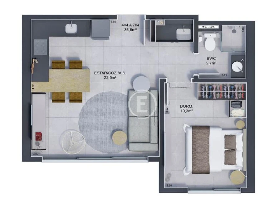 Apartamento em Estreito, Florianópolis. 1 quartos, 42m². Imagem 15 de 17