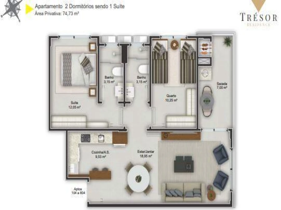 Apartamento em Jardim Eldorado, Palhoça. 3 quartos, 84m². Imagem 10 de 11
