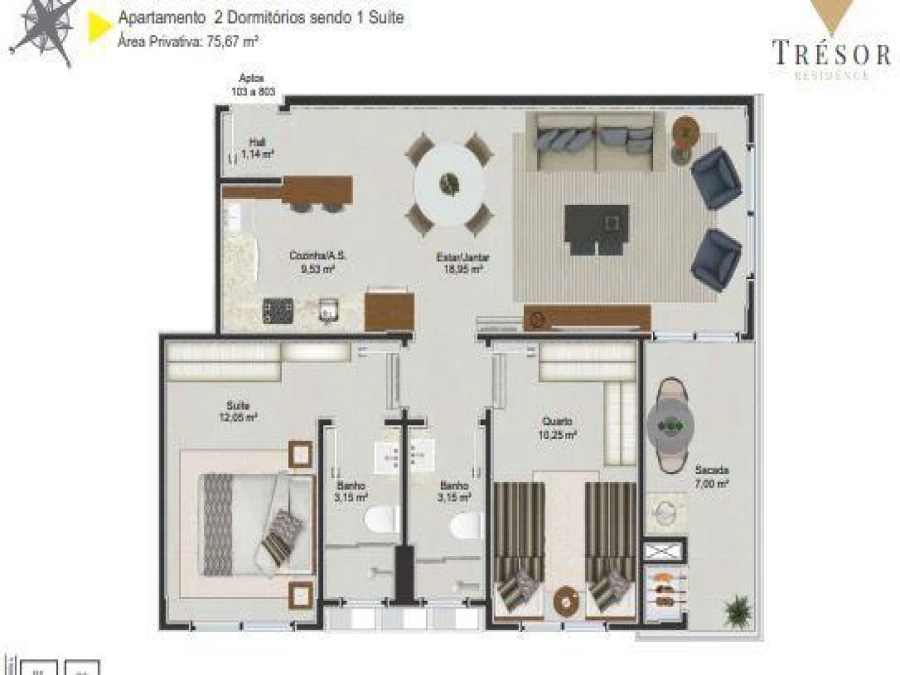 Apartamento em Jardim Eldorado, Palhoça. 3 quartos, 84m². Imagem 8 de 11
