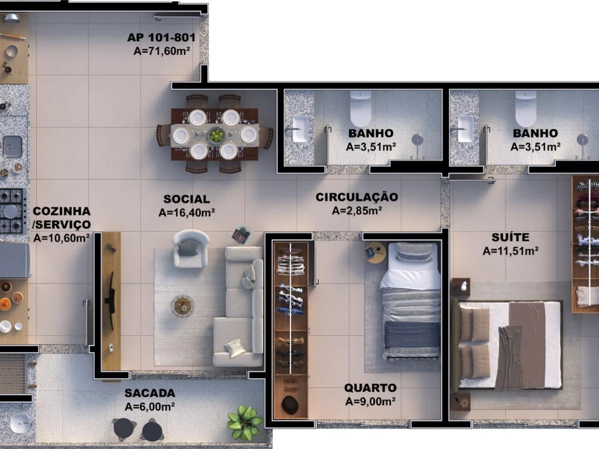 Apartamento em Pedra Branca, Palhoça. 2 quartos, 98m². Imagem 15 de 21