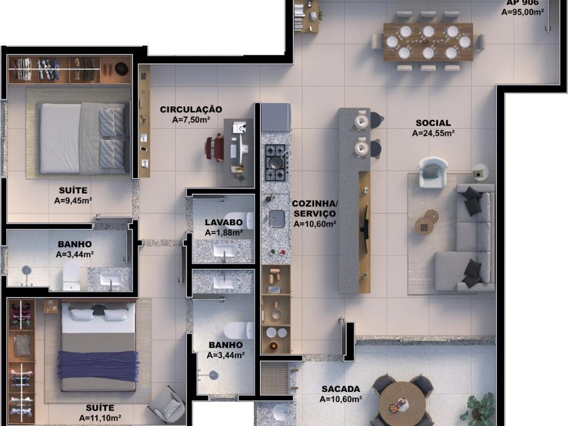Apartamento em Pedra Branca, Palhoça. 2 quartos, 98m². Imagem 18 de 21