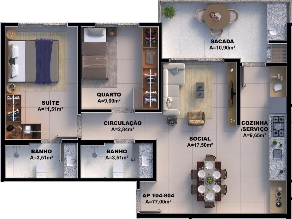 Apartamento em Pedra Branca, Palhoça. 2 quartos, 98m². Imagem 19 de 21