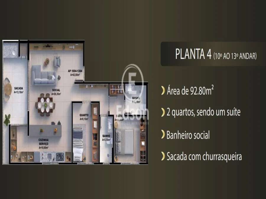 Apartamento em Pedra Branca, Palhoça. 2 quartos, 92m². Imagem 2 de 12