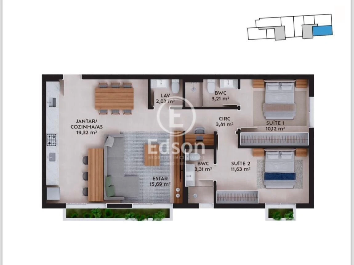 Apartamento em Pedra Branca, Palhoça. 2 quartos, 79m². Imagem 5 de 6