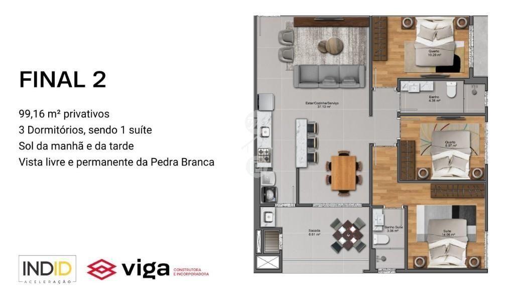 Apartamento em Pedra Branca, Palhoça. 3 quartos, 99m². Imagem 9 de 11