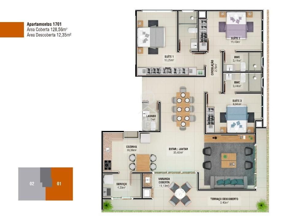 Cobertura em Pagani, Palhoça. 3 quartos, 140m². Imagem 8 de 8