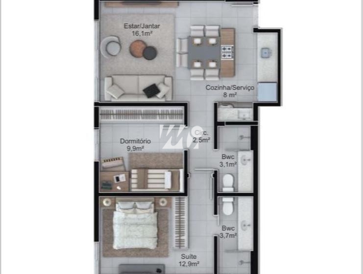 Apartamento em Pedra Branca, Palhoça. 2 quartos, 130m². Imagem 9 de 12