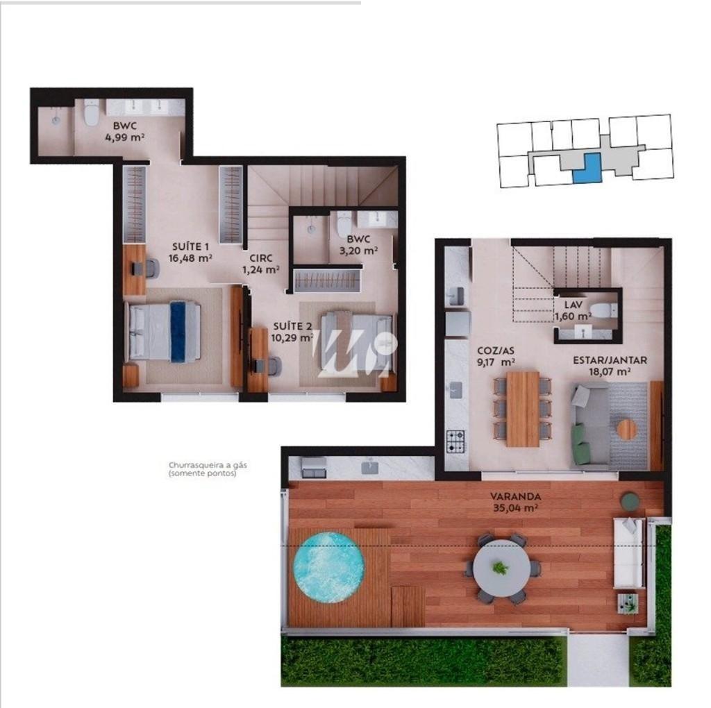 Apartamento em Pedra Branca, Palhoça. 2 quartos, 116m². Imagem 6 de 6