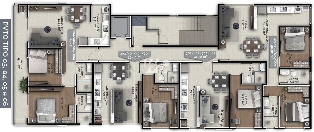 Apartamento em Pedra Branca, Palhoça. 2 quartos, 58m². Imagem 7 de 14