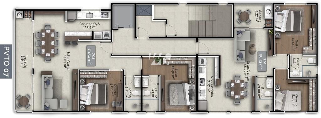 Apartamento em Pedra Branca, Palhoça. 2 quartos, 58m². Imagem 9 de 14