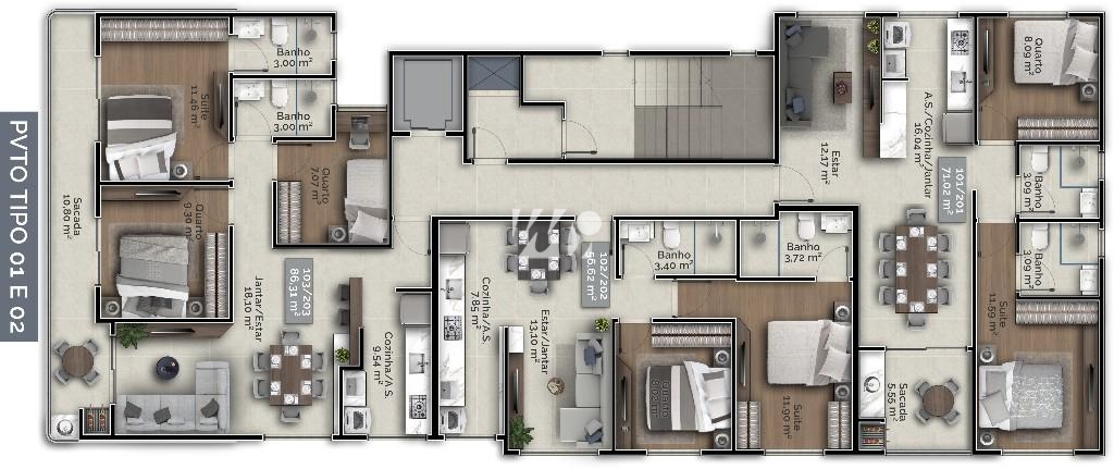 Apartamento em Pedra Branca, Palhoça. 4 quartos, 173m². Imagem 9 de 14