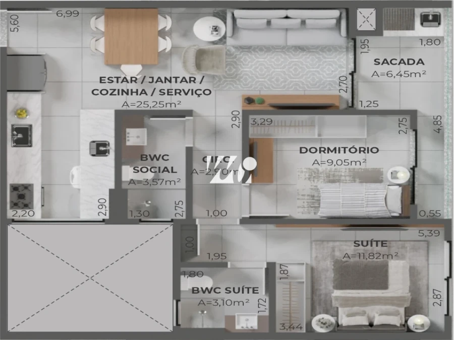 Apartamento em Pedra Branca, Palhoça. 2 quartos, 71m². Imagem 4 de 20