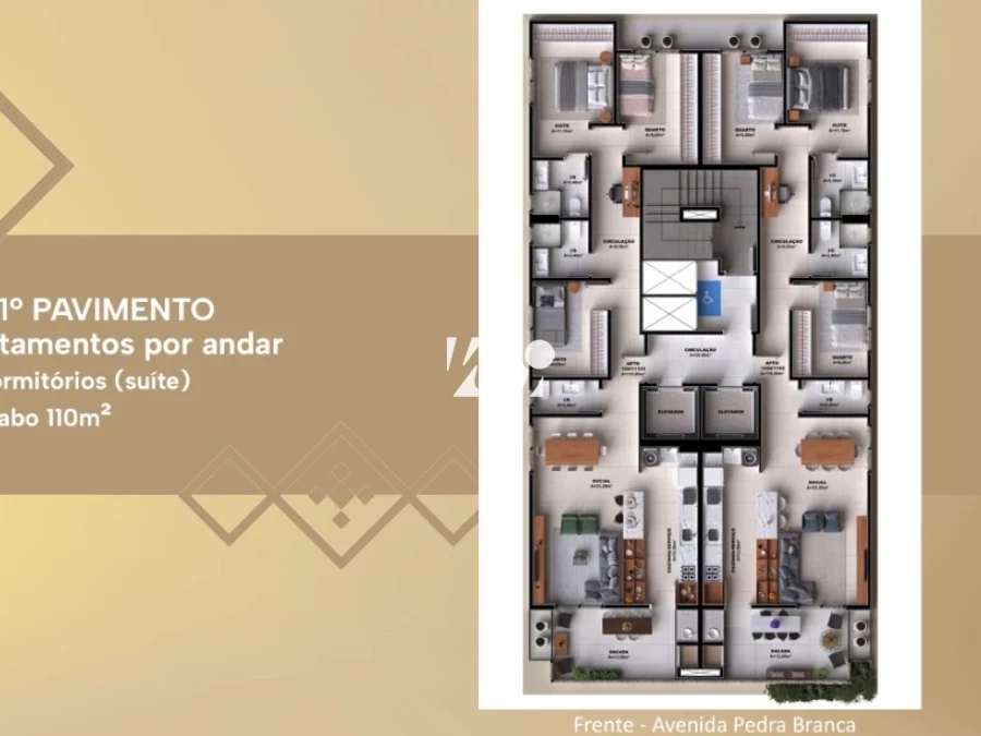 Apartamento em Pedra Branca, Palhoça. 3 quartos, 93m². Imagem 6 de 6