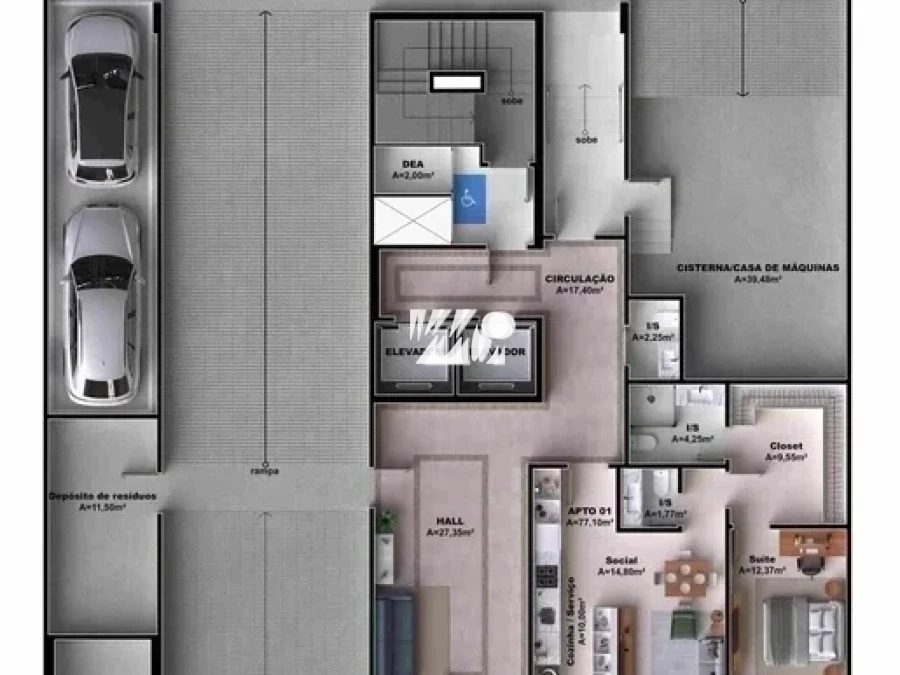 Apartamento em Pedra Branca, Palhoça. 3 quartos, 93m². Imagem 4 de 6