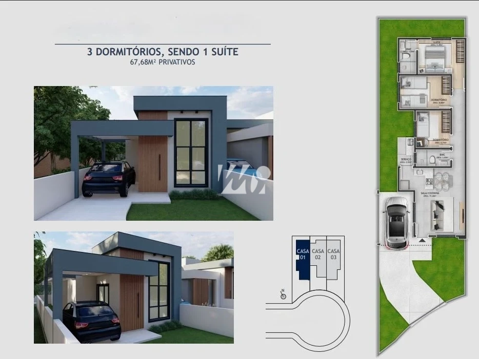 Casa Geminada em Nova Palhoça, Palhoça. 3 quartos, 68m². Imagem 1 de 2