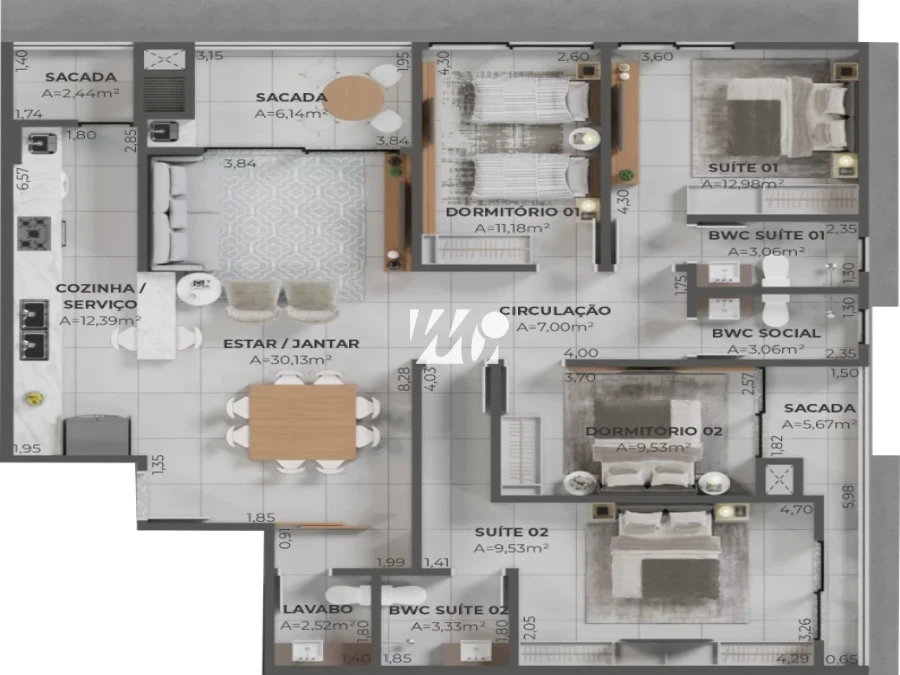 Apartamento em Pedra Branca, Palhoça. 4 quartos, 144m². Imagem 4 de 22