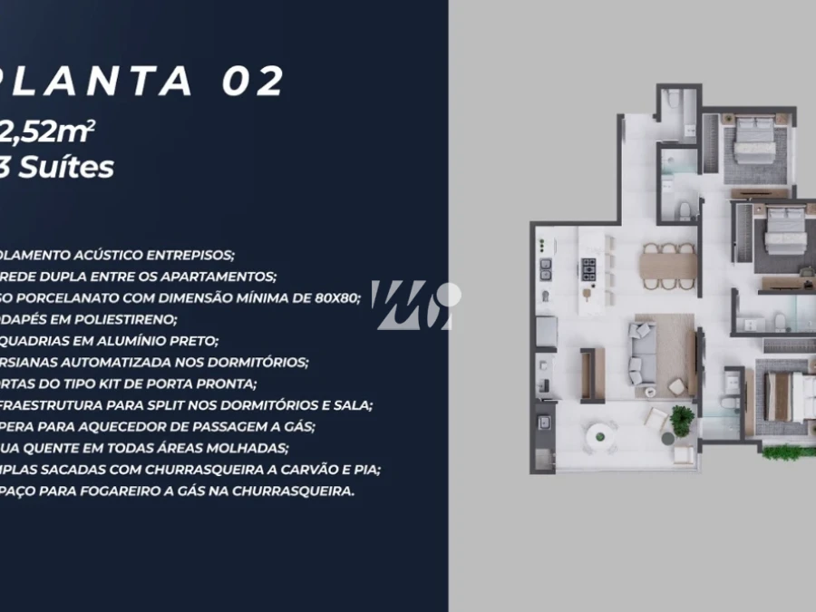 Apartamento em Pedra Branca, Palhoça. 3 quartos, 112m². Imagem 7 de 7