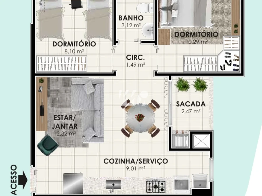 Apartamento em Pedra Branca, Palhoça. 2 quartos, 54m². Imagem 29 de 29