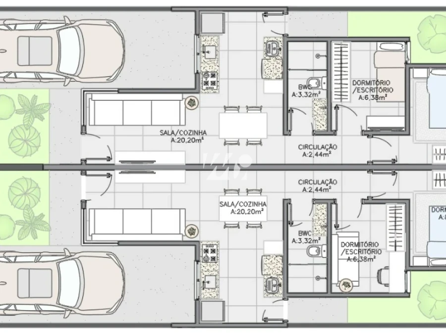 Casa Geminada em Forquilhas, São José. 2 quartos, 49m². Imagem 3 de 4