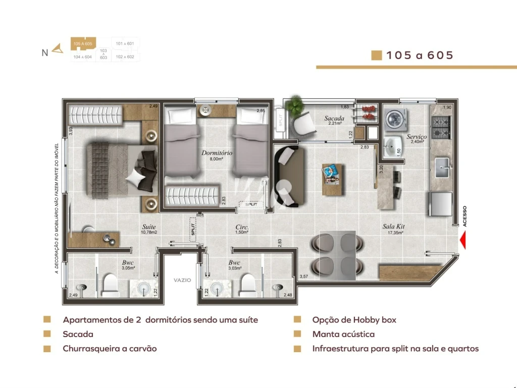 Apartamento em Pedra Branca, Palhoça. 2 quartos, 56m². Imagem 6 de 15