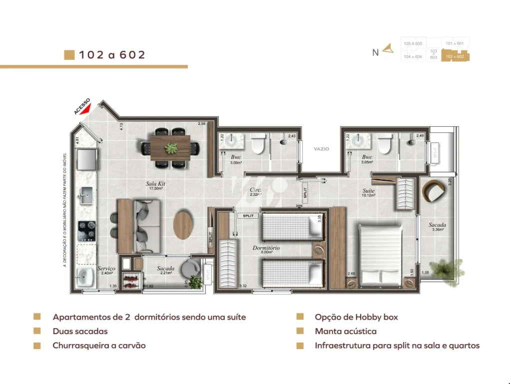 Apartamento em Pedra Branca, Palhoça. 2 quartos, 56m². Imagem 4 de 15