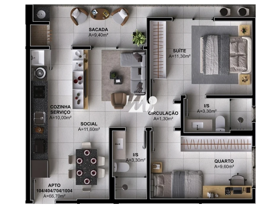 Apartamento em Pedra Branca, Palhoça. 2 quartos, 66m². Imagem 6 de 15