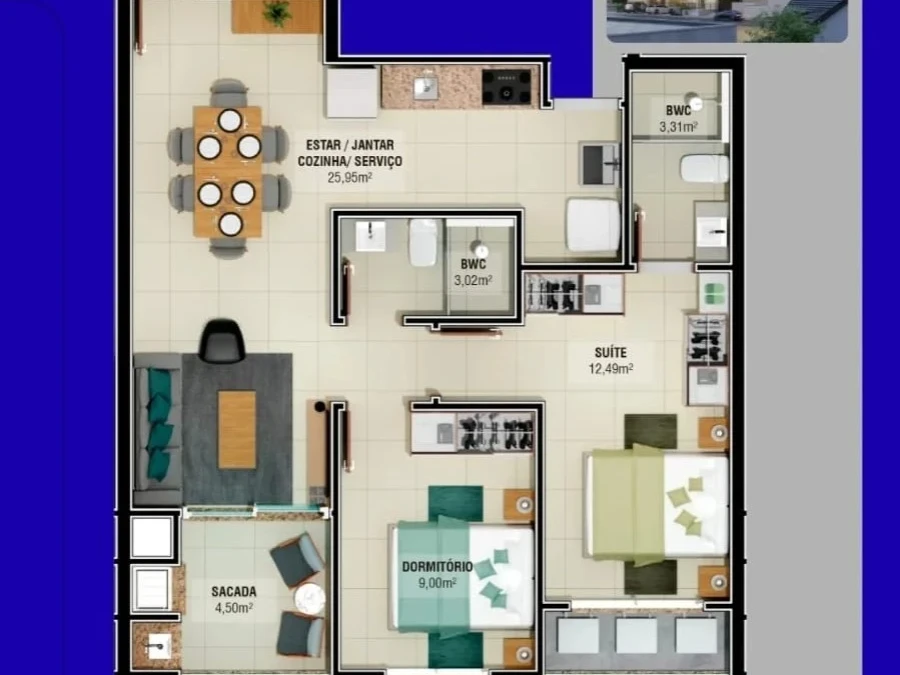 Apartamento em Pagani, Palhoça. 2 quartos, 69m². Imagem 8 de 8