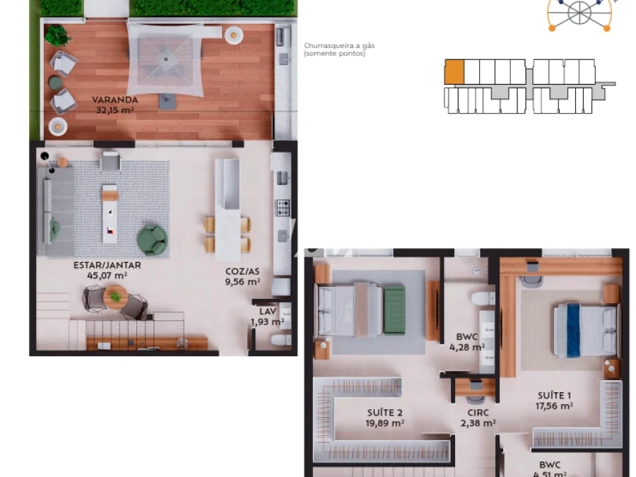 Apartamento em Pedra Branca, Palhoça. 2 quartos, 155m². Imagem 6 de 6