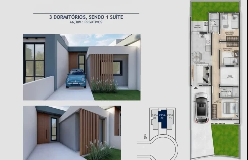 Casa Geminada com 3 quartos em Nova Palhoça, Palhoça