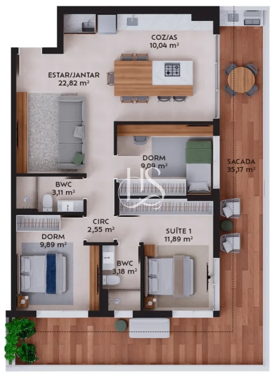 Apartamento em Pedra Branca, Palhoça. 3 quartos, 123m². Imagem 7 de 7