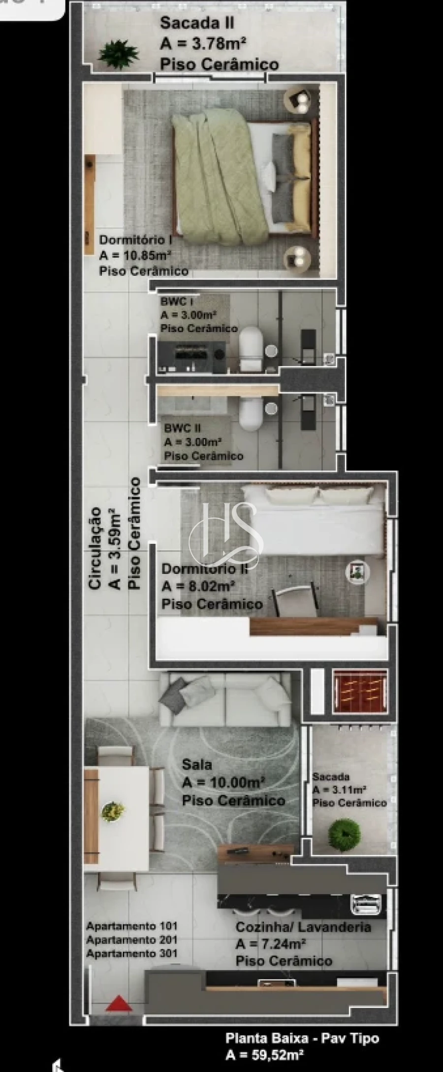 Apartamento em Nova Palhoça, Palhoça. 2 quartos, 71m². Imagem 5 de 6