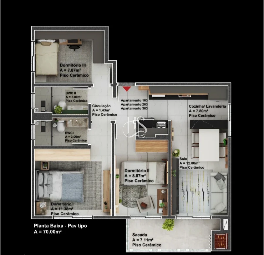 Apartamento em Nova Palhoça, Palhoça. 3 quartos, 83m². Imagem 5 de 6