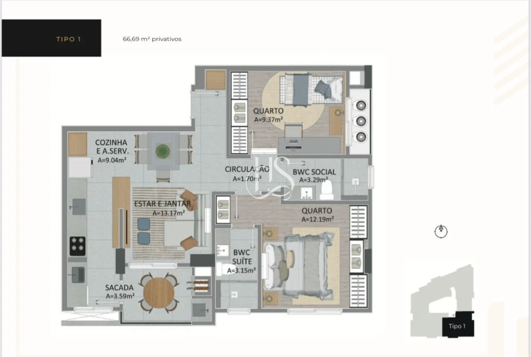 Apartamento em Pagani, Palhoça. 2 quartos, 66m². Imagem 18 de 33
